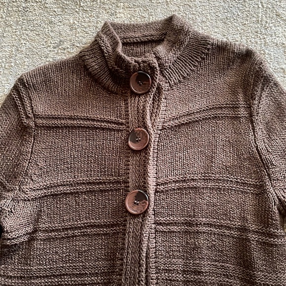 Ladies LH Sport brown medium weight sweater/ cardigan w/3 button snap closure L - Picture 3 of 10